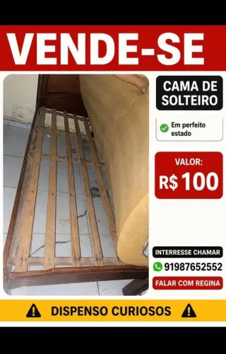 Cama de solteiro madeira motivo de venda (mudança)