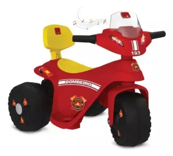(Novo) Carrinho Elétrico Infantil Bombeiro Eletrica 6v Vermelha Bandeirante