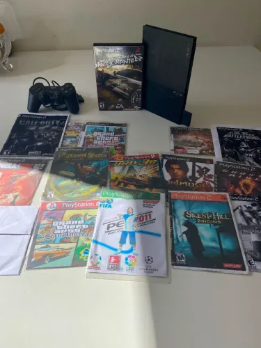 Playstation 2 com varios jogos
