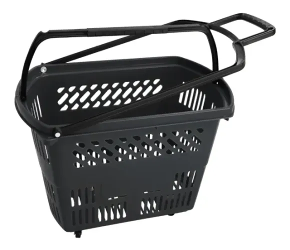 Cesta de Compras Semaza com Rodas Preta 30L 4 Rodízios 360º Alças Anatômicas