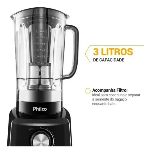 Liquidificador Philco PH900 Preto 1200W - Alta Performance para sua Cozinha