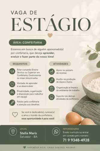 Estágio em confeitaria