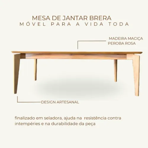 Mesa De Jantar Em Madeira Maciça Peroba Rosa 2,40x1,20x0,80m