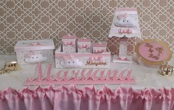  Kit Higiene Bebê Coleção "Chuva de Amor Baby" 7 peças 