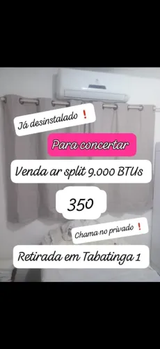 Vendo split ar condicionado 9.000 btus pra retirar peças ou concertar