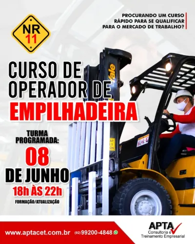 Operador de empilhadeira - Curso dia 08/06/2026