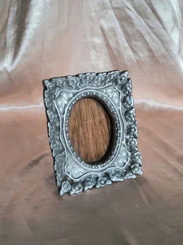antigo porta retratos de metal e madeira floral antiquario perfeito decoração vintage casa
