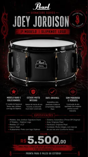 Caixa Pearl Joey Jordison 13x6,5 Steel Slipknot