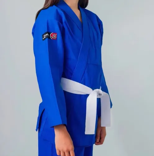 Kimono Infantil Azul - M3, Faixa Branca e Prata