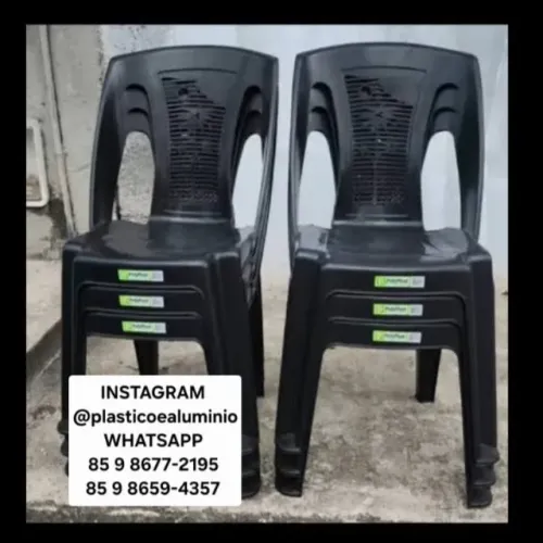 Cadeira de Plástico Preta Cadeira Poly modelo coqueiro
