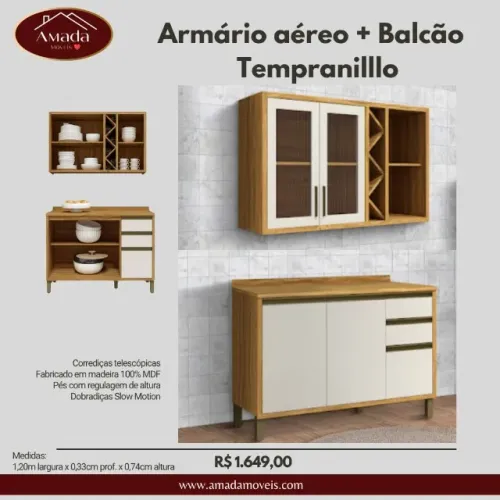 Armário aéreo +balcão tempranillo, a pronta entrega