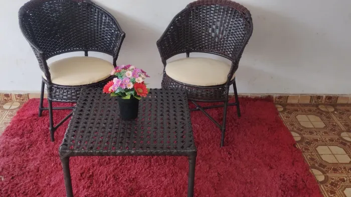 Jogo de poltronas de vime sintético 