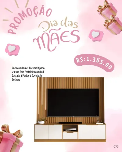 Rack com painel ripado 2.30m / pague na entrega 