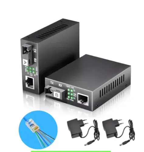 Par de  Conversor Mídia Fibra Óptica A+b Gigabit 1000 Mbps Rj45