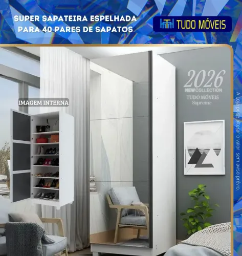 LINDA SAPATEIRA ESPELHADA PARA 40 PARES DE SAPATOS