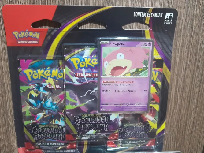 Cartas pokemon Blister Triplo Pokémon Escuridão Absoluta Slowpoke Copag - Novo/Lacrado