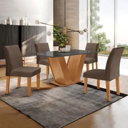 Mesa de Jantar Moderna com 4 Cadeiras Nova Expresso