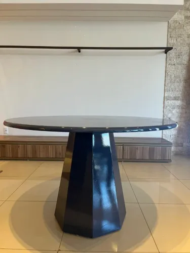 Mesa de Centro/Destaque Luxo Laca Azul Cone Facetada (Temos 2)