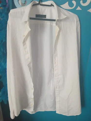 Camisa social branca zara grande large slim fit