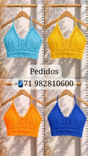 10 CROPPEDS CROCHE NO ATACADO A PARTIR 10 UNIDADES