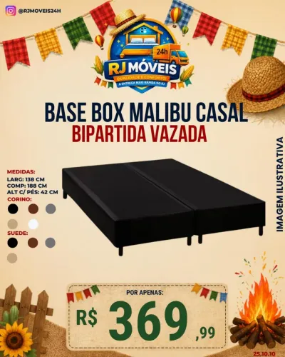 Base box Malibu casal bipartida vazada