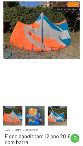 kitesurf 12 com barra+mochila 