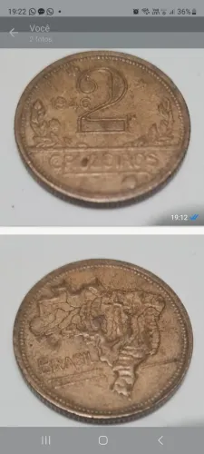 Moeda de 2 Cruzeiros de 1946 rara inversão de 180º