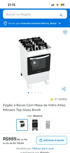 Fogão 4 bocas atlas