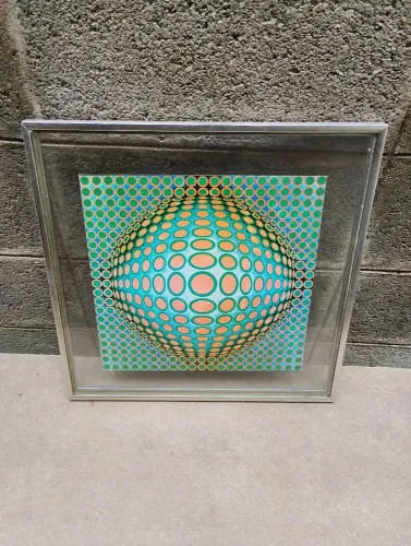 Quadro gravura vintage Victor Vasarely 1966