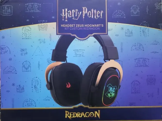 Headset Redragon Zeus RGB, HP-510, Edição Especial Harry Potter com Kit de Customização.