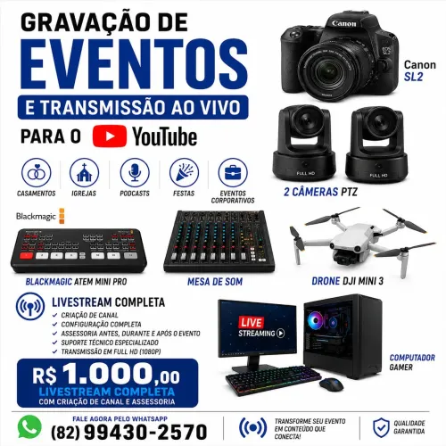 Gravação de eventos e livestream