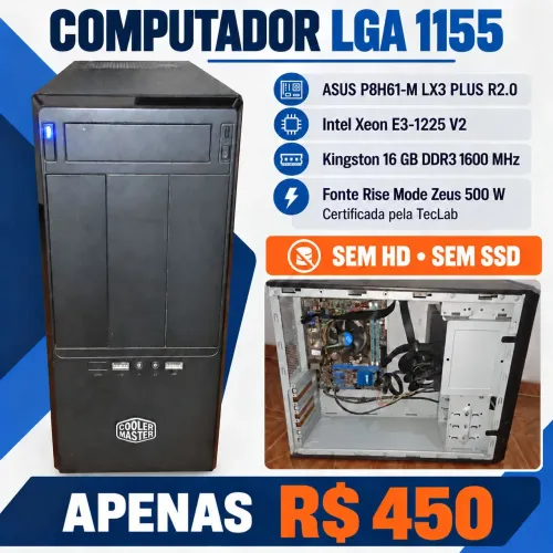 Computador 1155 Intel Xeon E3 1225 v2 16GB de RAM