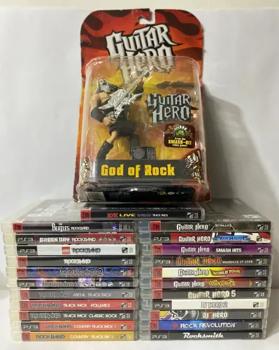 Jogos PS3 Guitar Hero Rock Band Raros Action Figure God Of Rock