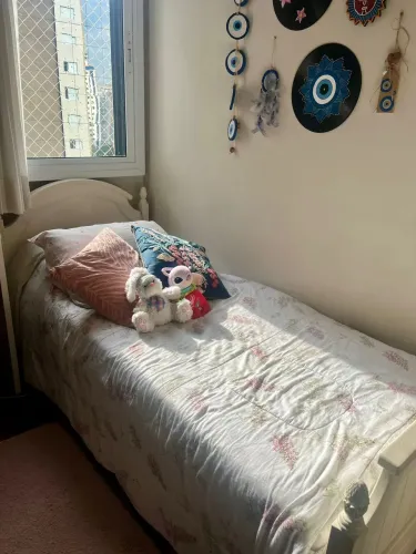 Cama Solteiro Branca Estilo Provençal Madeira Maciça com Colchão