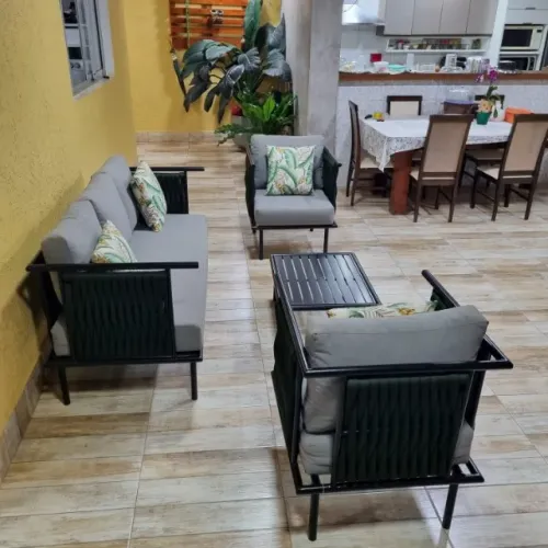 CONJUNTO SOFÁ DE TRICÔ NÁUTICO 