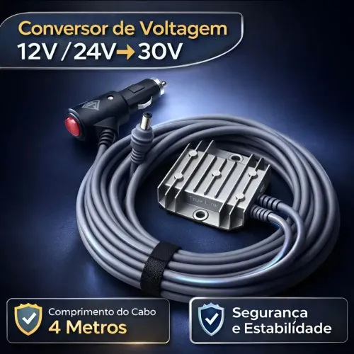 Cabo estabilizador starlink mini 4 metros veicular tomada carro 12/24v para 30v
