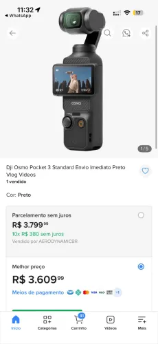 Dji Osmo Pocket 3 Standard Preto Vlog Videos
