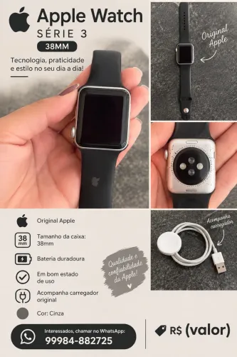 Vendo, Apple Watch série 3 38mm, cor prata