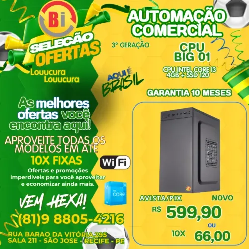 Computador Desktop Intel Core I3 4gb Ssd 120gb 4 Gb - Em ate 10x Fixas 