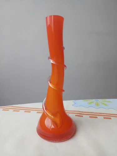 Vaso Solitário Decorativo em Vidro Laranja