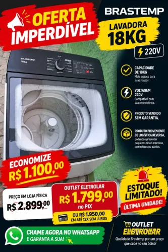 Vendo Máquina de Lavar Brastemp 18kg