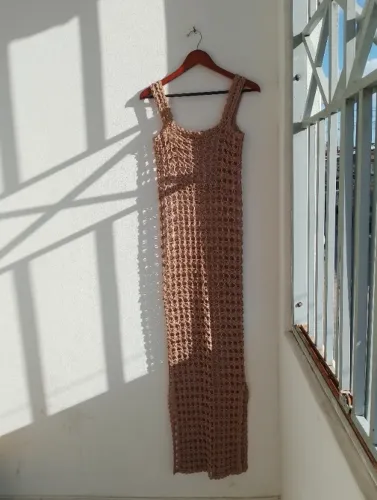  Saida de Praia de Crochê Marrom, Linda, delicada e perfeita para completar o seu look 