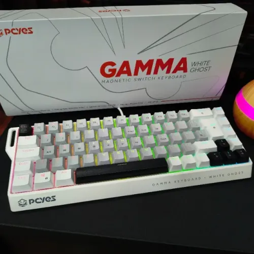 Teclado Magnético Gamer RGB Gamma White Ghost Pcyes 0,1ms 8.000Hz Polling Rate