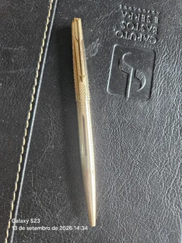 Caneta Parker 61 esferográfica made in USA 12K ouro