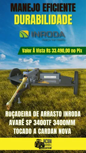 ROÇADEIRA DE ARRASTO INRODA AVARÉ SP 3400TF 3400MM TOCADO A CARDAN NOVA