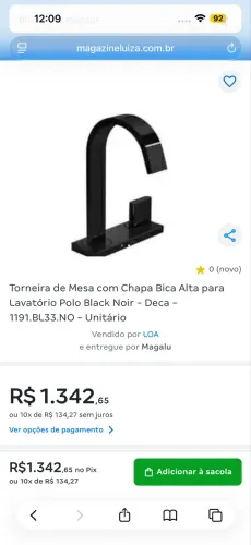 Torneira de mesa bica alta deca