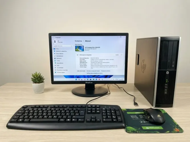 PC Completo HP Intel i7 | 8GB | SSD + HD | Monitor 20" | Pronto p/ Uso (Office e Win 11)