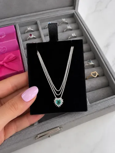 Colar de Prata Legítima verde esmeralda