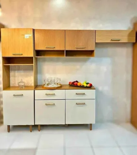Cozinha Compacta 260cm Maya Freijó Uv/ripado/off Acetinado - Em Promoção