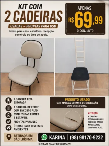 KIT COM 2 CADEIRAS